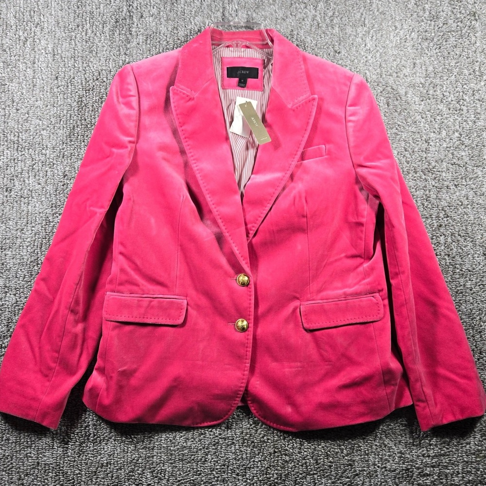 J.Crew Blazer Pink Velvet Gold Button Barbiecore Women 16